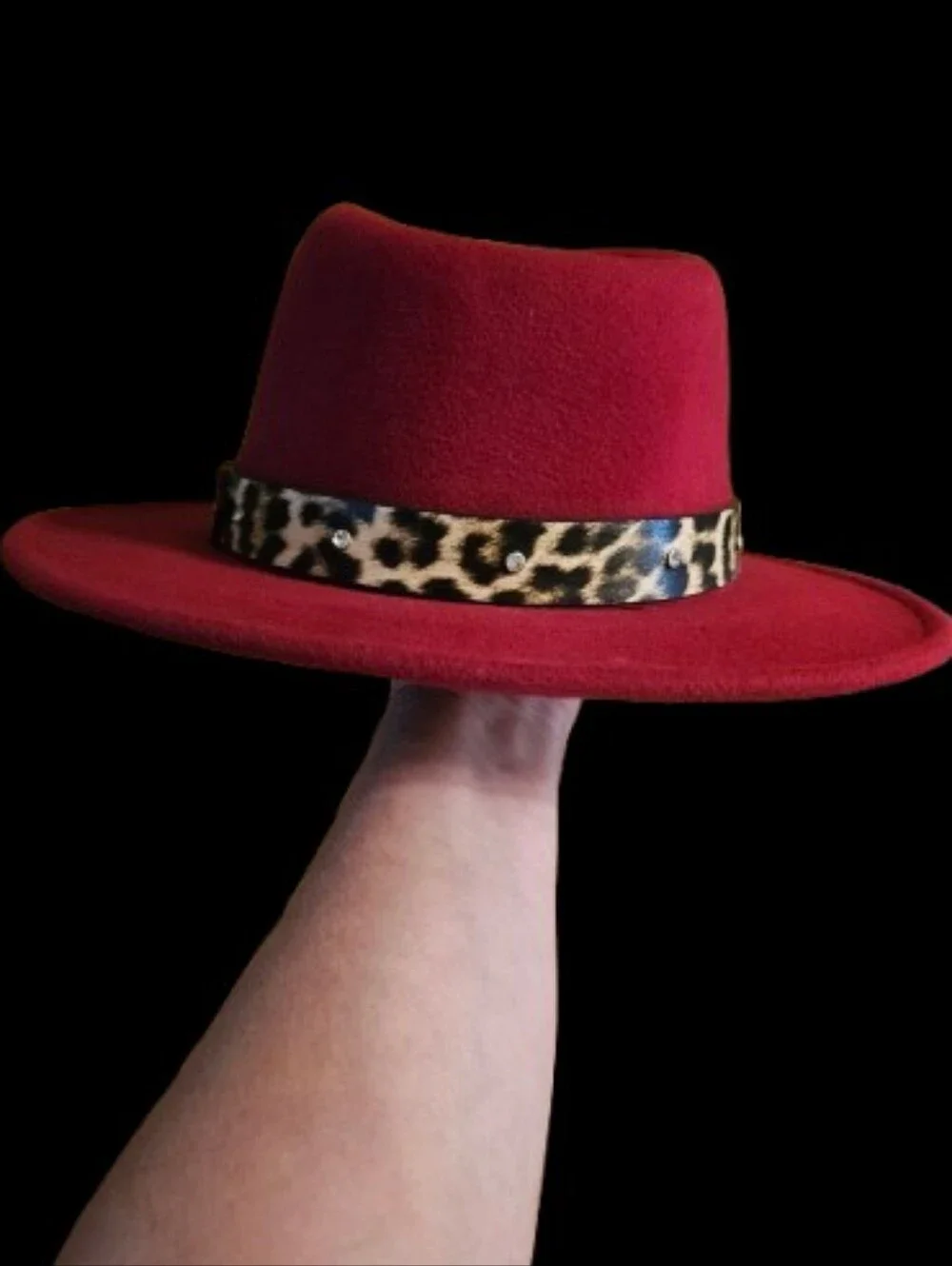 NWOT Juicy Couture Fedora Hat with Leopard Trim and Rhinestones